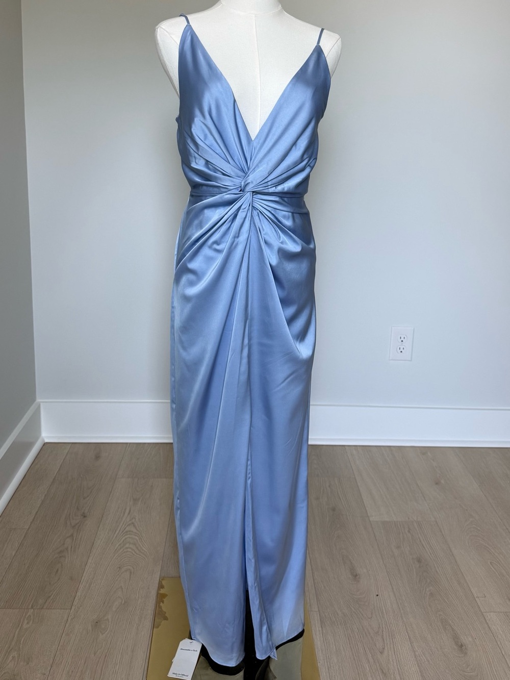 NWT Abercrombie & Fitch Dusty Blue Satin Twist Maxi Dress